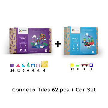 Connetix Tiles 62 pcs + Car Set Bundle